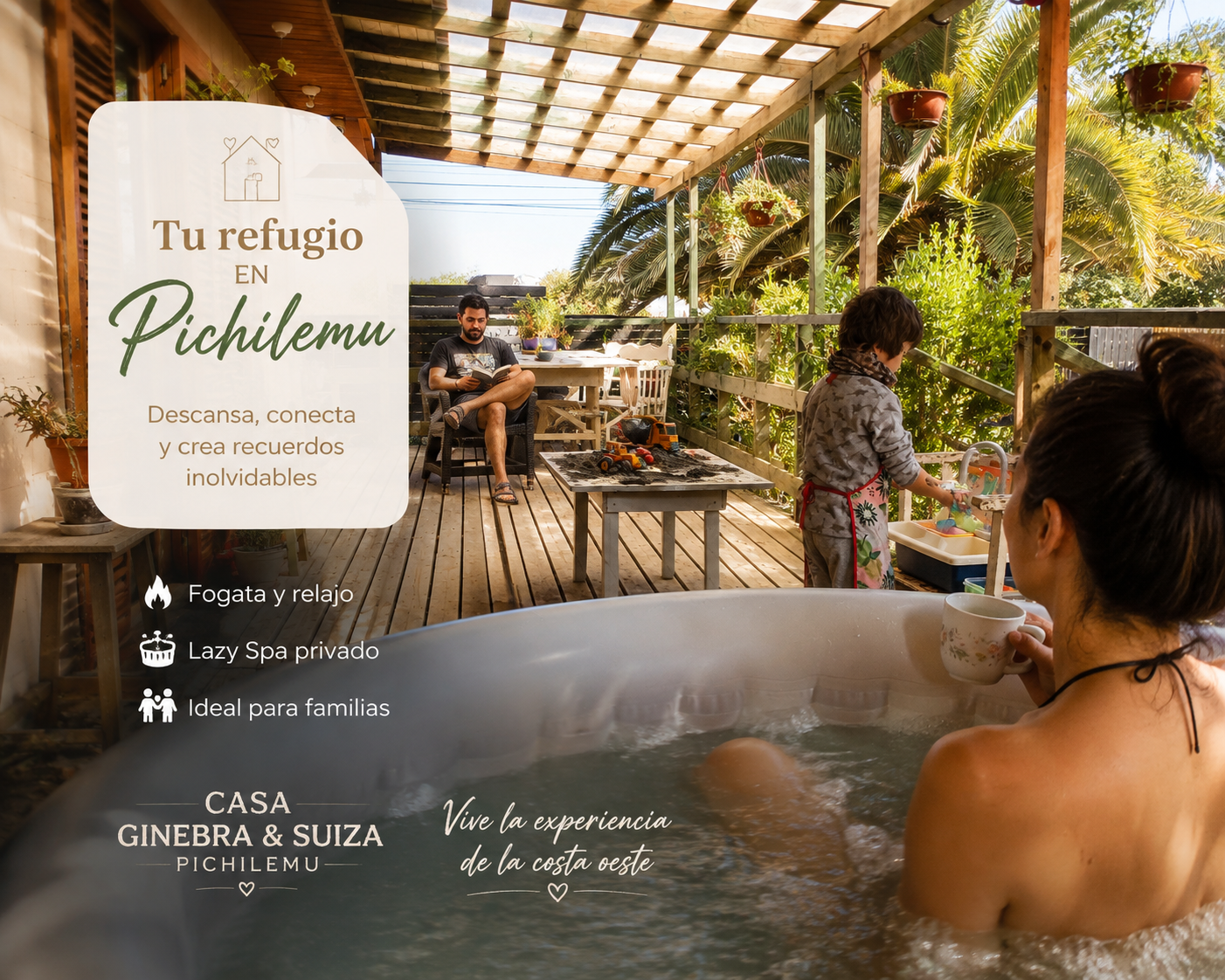Promoción Casa Ginebra & Suiza en Pichilemu con terraza, familia y jacuzzi